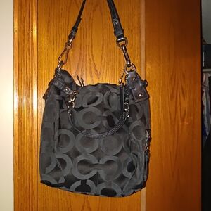 Coach Black Signature C Nylon Shoulder Bag